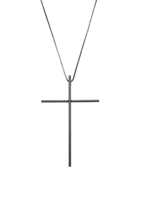 Colar Longo Crucifixo Ródio Negro