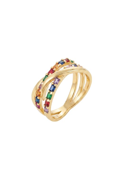 Anel Zircônias Cristal e Coloridas