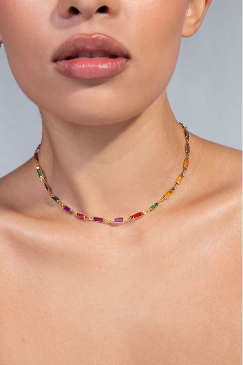 Choker Zircônias Coloridas