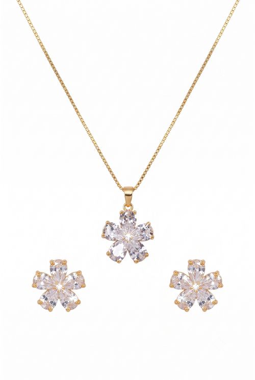 Conjunto Flor Zircônia