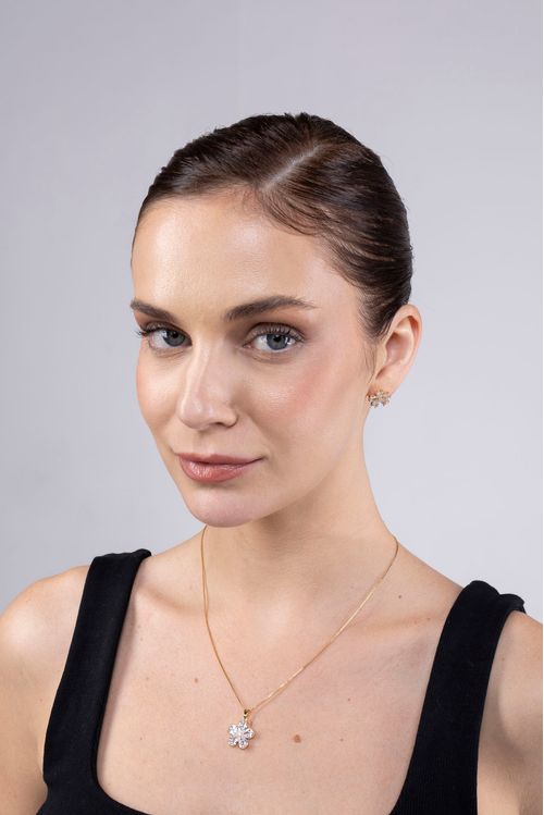 Conjunto Flor Zircônia