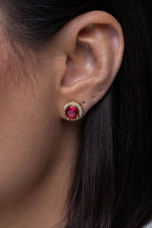 Brinco Zircônia Rosa Cravejada