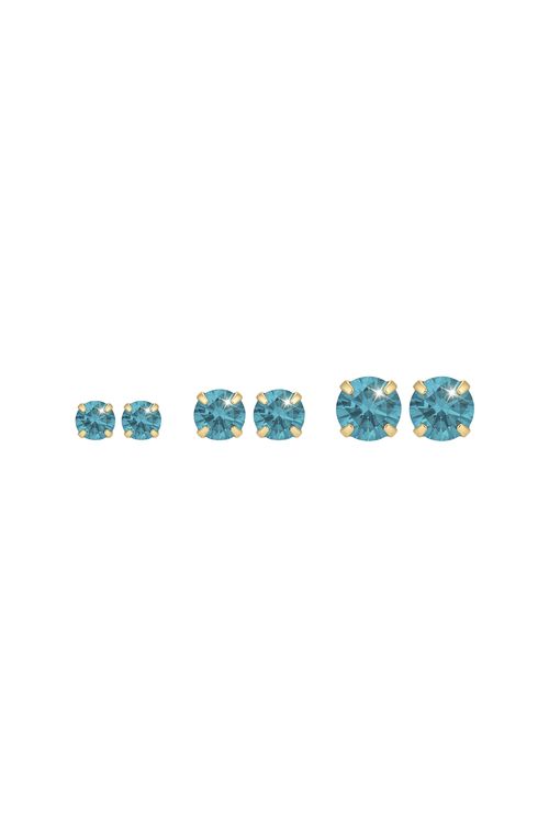 Trio De Brincos Strass Azul