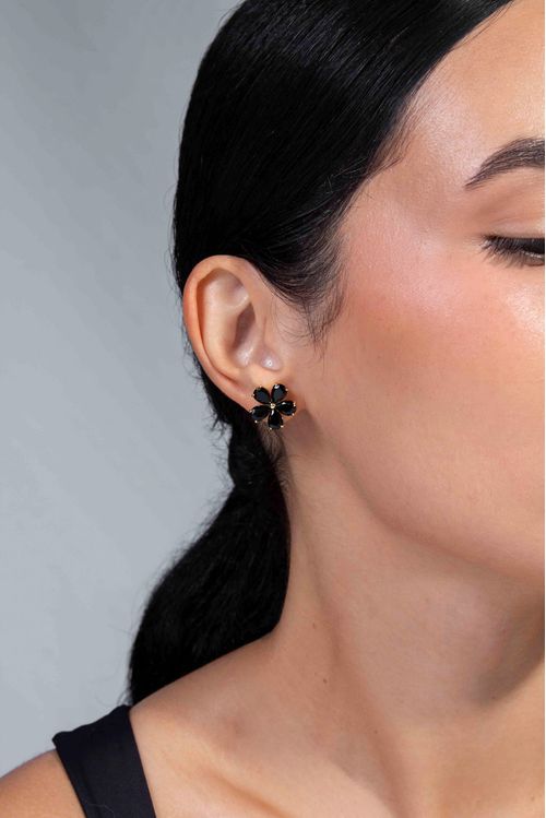 Brinco Flor Zircônias Onix