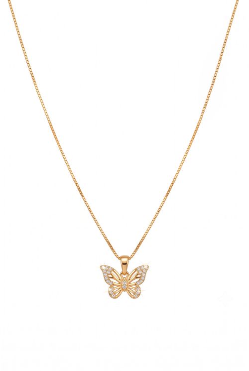 Colar Borboleta Com Zircônias
