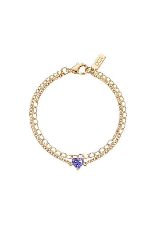 Pulseira Dupla Com Coração Lilás