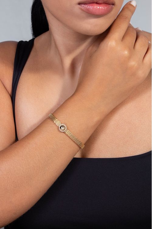 Pulseira Malha Com Cravejado